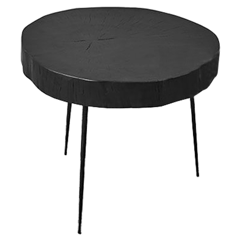 Приставной стол Saw Cut Black Wood Side Table Черный в Уфе | Loft Concept 