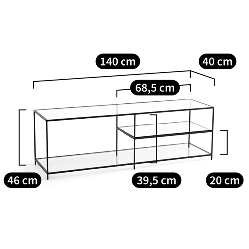 ТВ-тумба из стекла и металла Tingey Metal Glass TV Stand в Уфе