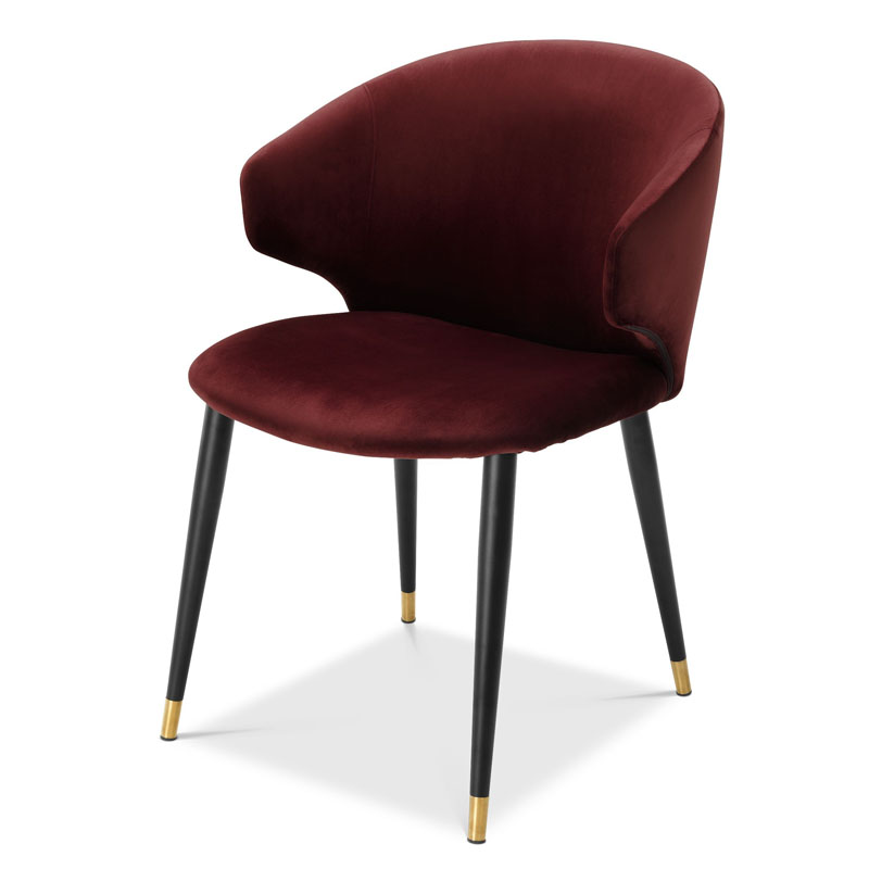 Стул Eichholtz DINING CHAIR VOLANTE burgundy Бургундский красный Черный Золотой в Уфе | Loft Concept 