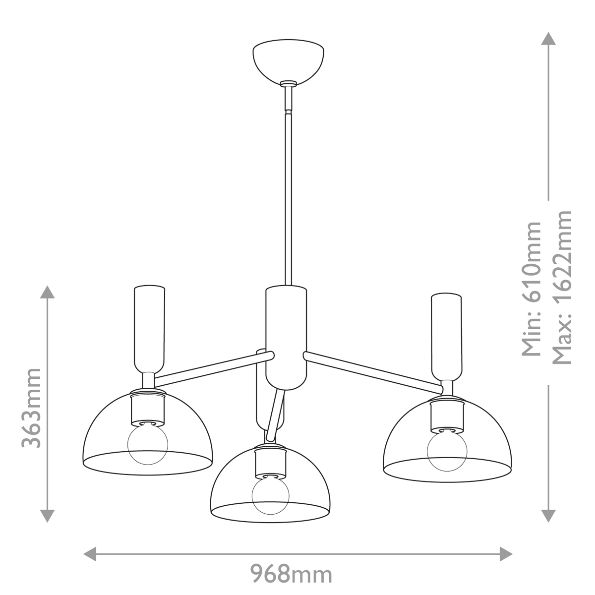 Люстра с 3-мя прозрачными полусферическими плафонами из стекла Alora Mood в Уфе
