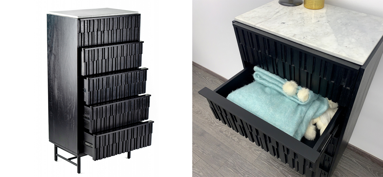 Высокий комод Wooden Rails Черный - фото