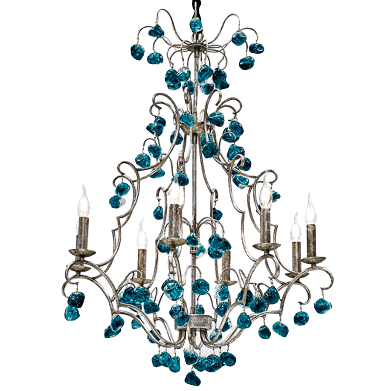 Люстра Crystal Blue Cupertino Chandelier  Бирюзовый в Уфе | Loft Concept 