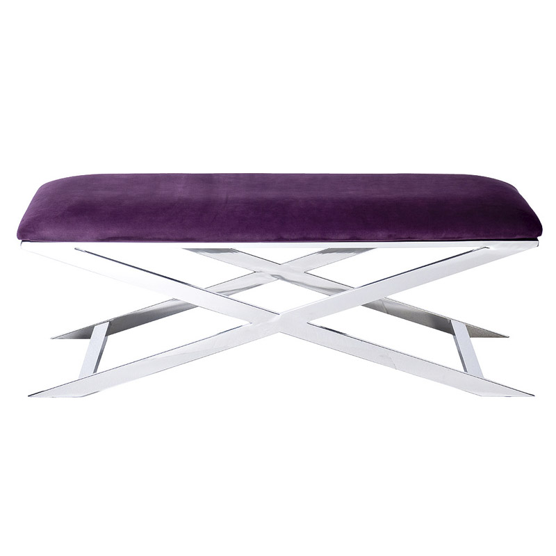 Банкетка Bench Velor Violet Хром Фиолетовый в Уфе | Loft Concept 