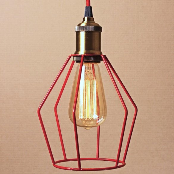 Подвесной светильник Wire Cage Pendant Trew Red Красный в Уфе | Loft Concept 