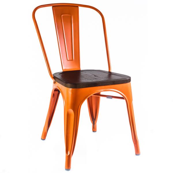 Кухонный стул Tolix Chair Wood Orange Оранжевый Коричневый в Уфе | Loft Concept 