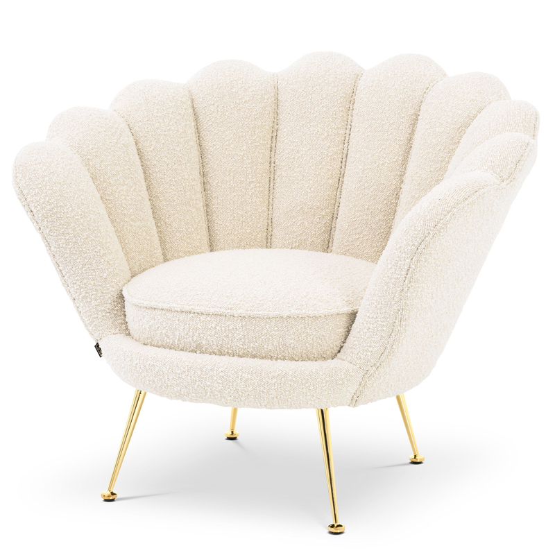 Кресло Eichholtz Chair Trapezium Boucle cream Кремовый Латунь в Уфе | Loft Concept 