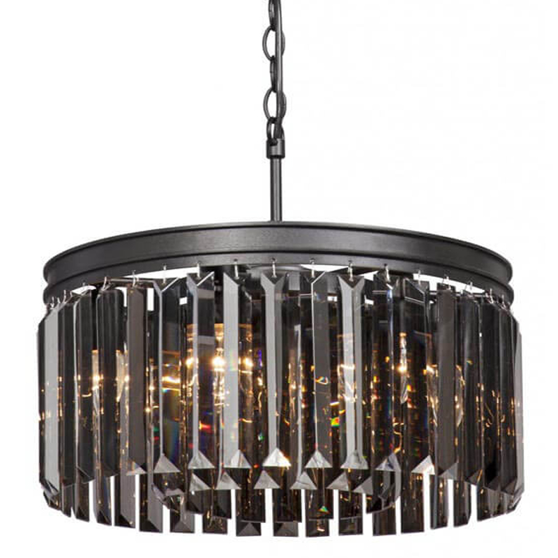 Люстра RH Rhys Smok Glass Prism Round Chandelier 40 Черный матовый в Уфе | Loft Concept 