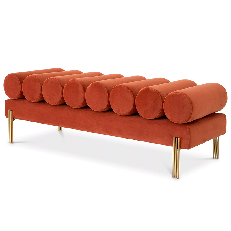 Банкетка Eichholtz Bench Oxley Orange Оранжевый Латунь в Уфе | Loft Concept 