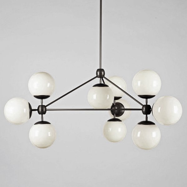 Modo 10 Globes Chandelier Black and White Glass Прозрачный белый Черный в Уфе | Loft Concept 