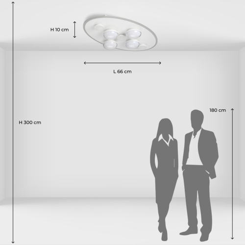 Потолочный светильник овальной формы белого цвета с 7-ю лампами Lunar Pebbles в Уфе