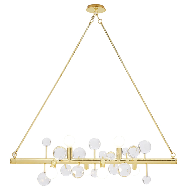 Люстра Jonathan Adler SIX-LIGHT LINEAR CHANDELIER Clear Золотой Прозрачное Стекло Белый в Уфе | Loft Concept 