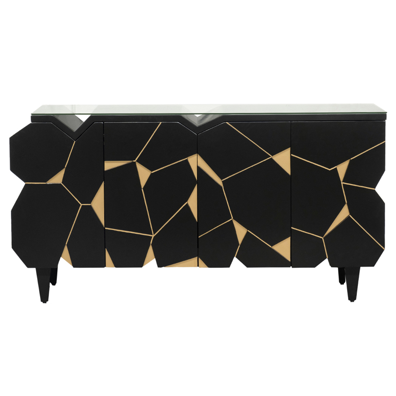 Комод геометрический декор Mosaik Chest of drawers Черный Черный Золотой в Уфе | Loft Concept 