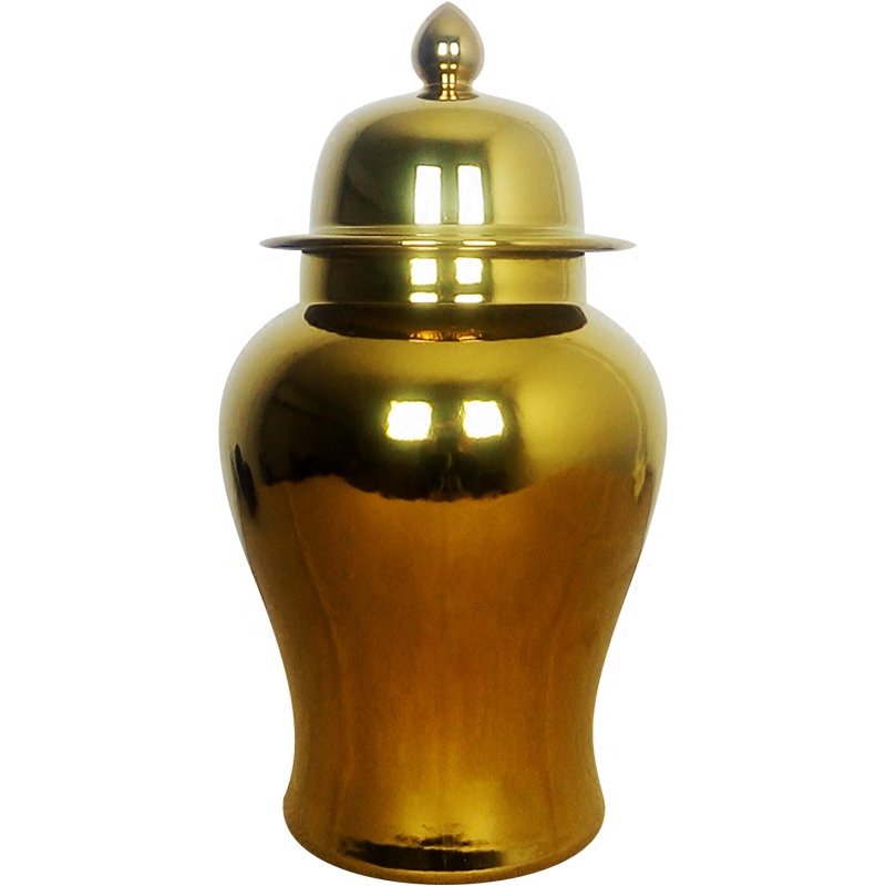 Ваза Gold Ceramic Chinese Jars with Lids Золотой в Уфе | Loft Concept 