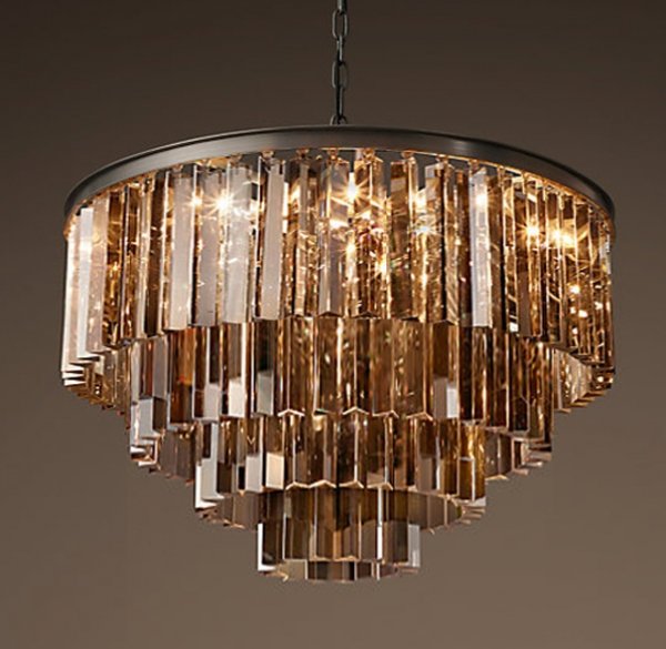 Люстра RH 1920s Odeon Smoke Glass Fringe Chandelier -60 Черный в Уфе | Loft Concept 