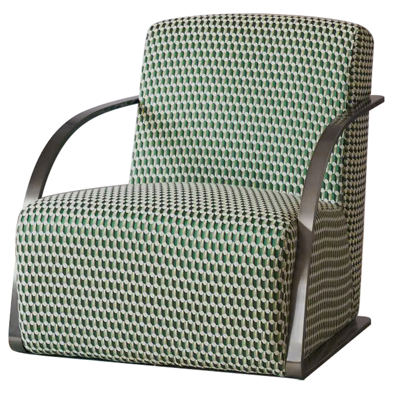 Кресло Esme Green Pattern Armchair Зеленый Темный хром в Уфе | Loft Concept 