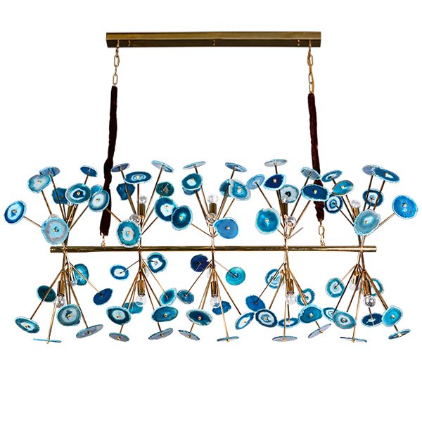 Люстра Agate Burst Chandelier Blue Line Золотой Синий в Уфе | Loft Concept 