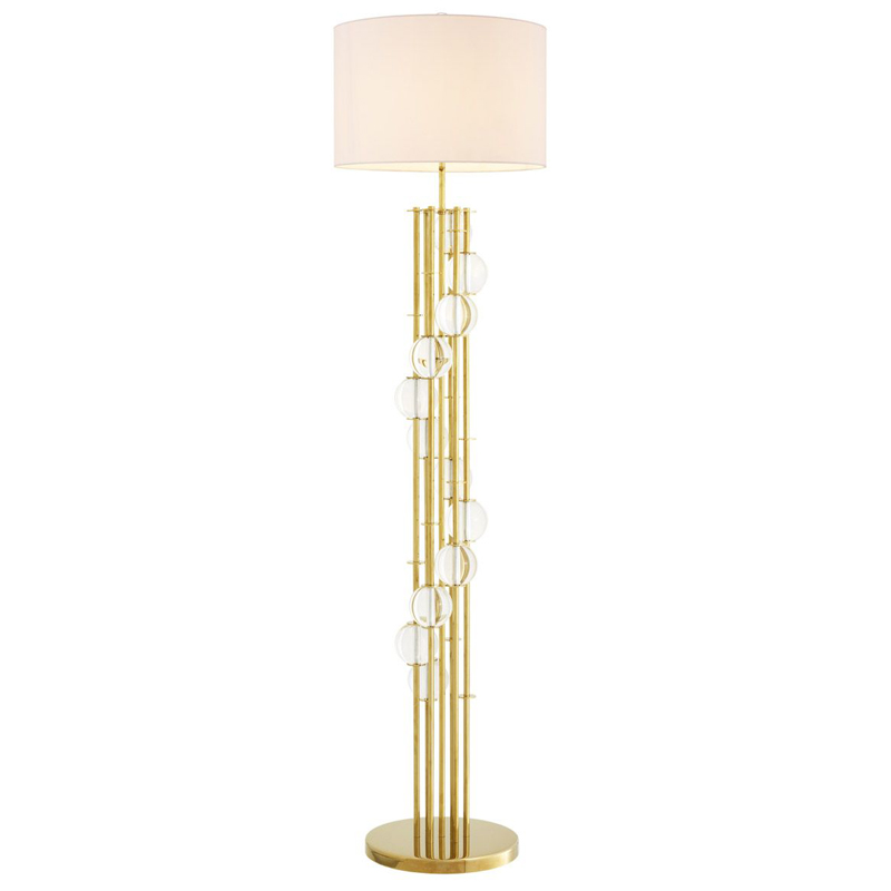 Торшер Eichholtz Floor Lamp Lorenzo Gold & white Глянцевое золото Белый Прозрачный в Уфе | Loft Concept 