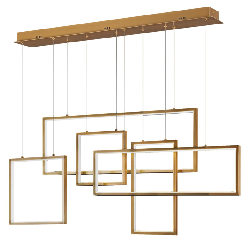 Люстра Rectangle Geometry Chandelier Gold 5 Золотой в Уфе | Loft Concept 