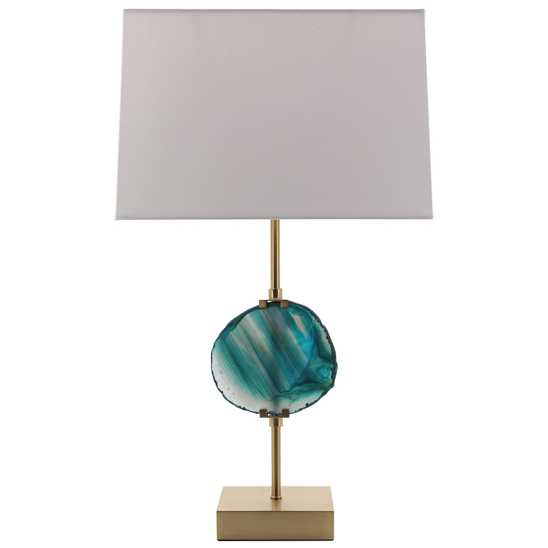 Настольная лампа Blue Agate Design Table Lamp Латунь Синий Бирюзовый Белый в Уфе | Loft Concept 