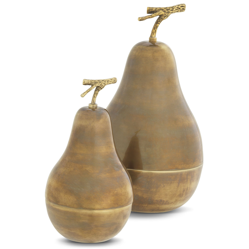 Комплект шкатулок Eichholtz Box Pear Set of 2 brass Винтажная латунь в Уфе | Loft Concept 