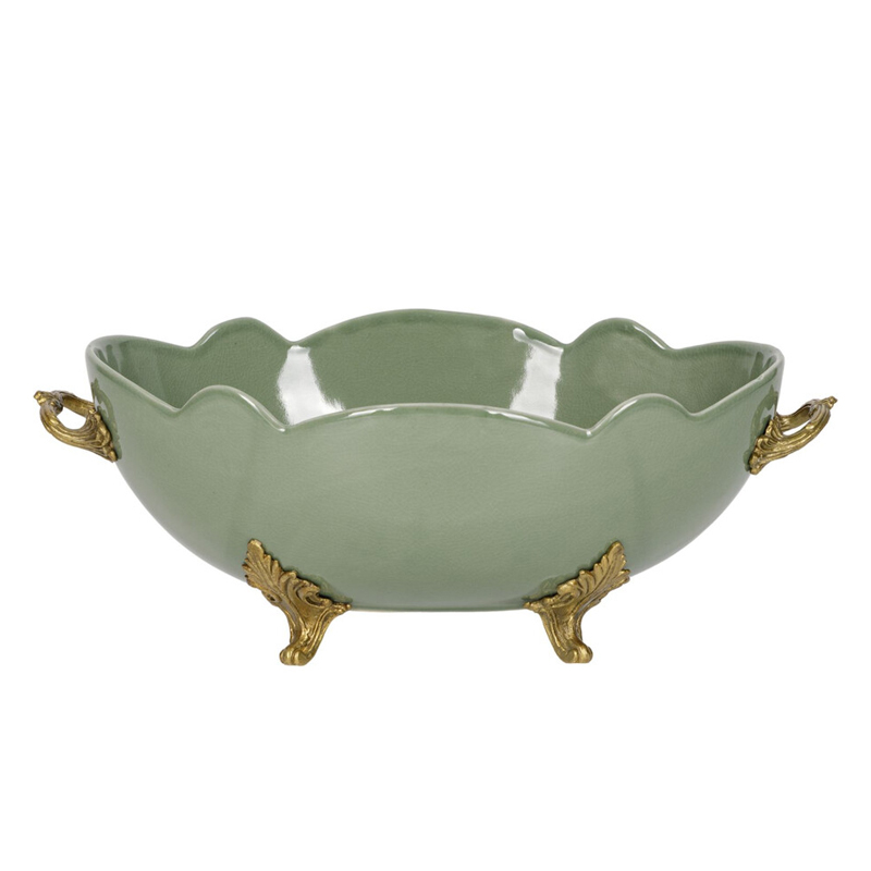 Чаша зеленого цвета из фарфора с волнообразным краем Eden Garden porcelain and bronze Зеленый Бронза Чаша зеленого цвета из фарфора с волнообразным краем Eden Garden porcelain and bronze Зеленый Бронза в Уфе | Loft Concept