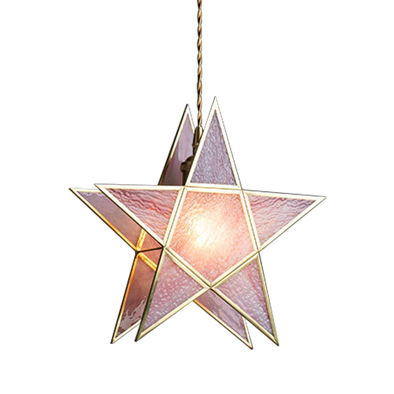 Подвесной светильник Star Pink Glass Hanging Light Розовый Латунь в Уфе | Loft Concept 