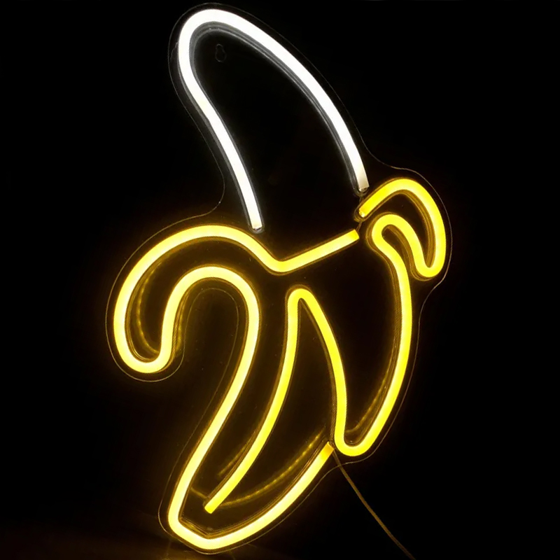 Неоновая настенная лампа Banana Neon Wall Lamp Прозрачный Белый Желтый в Уфе | Loft Concept 