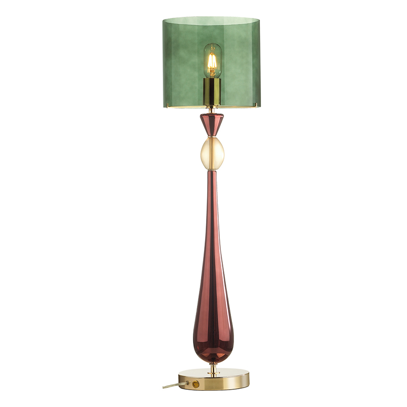 Настольная лампа Roser Green Burgundy Table Lamp Бургундский красный Золотой Зеленый в Уфе | Loft Concept 