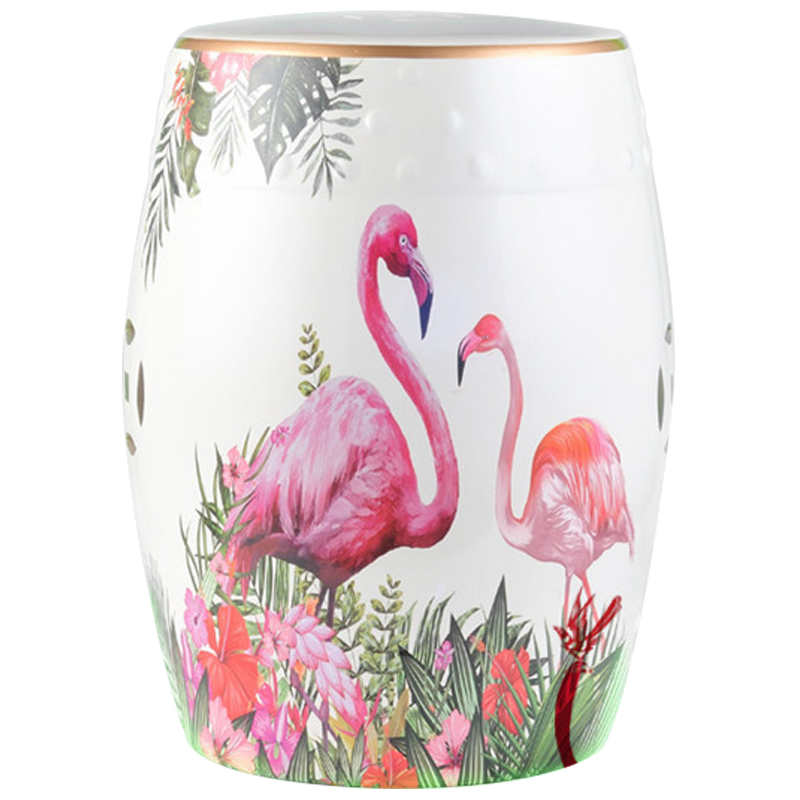 Керамический табурет Flamingo Tropical Animal Ceramic Stool White Белый Розовый Зеленый в Уфе | Loft Concept 