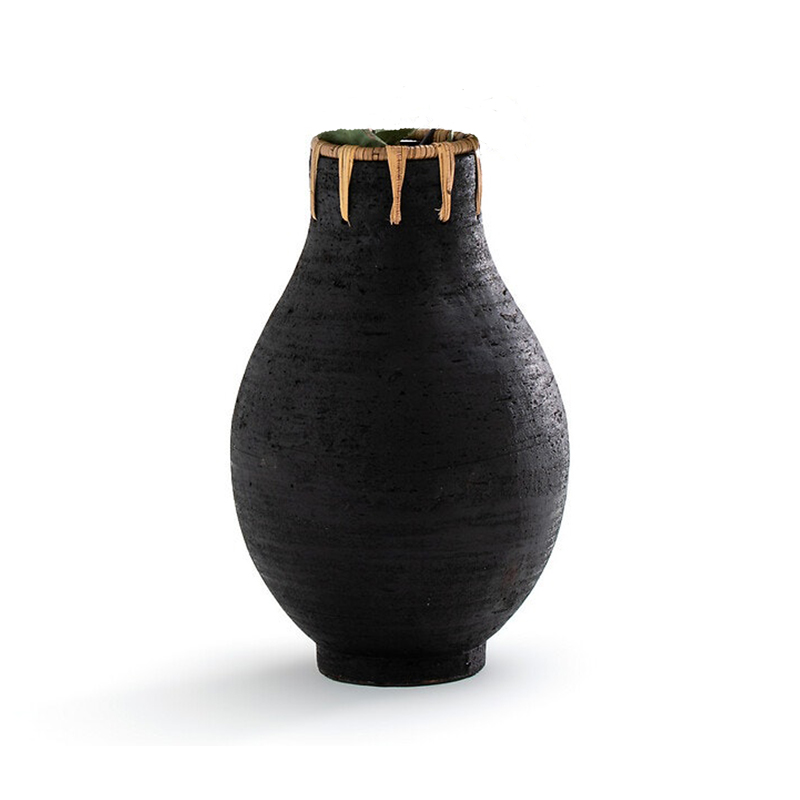 Ваза Ceramic Vase & Rattan D20 Черный в Уфе | Loft Concept 