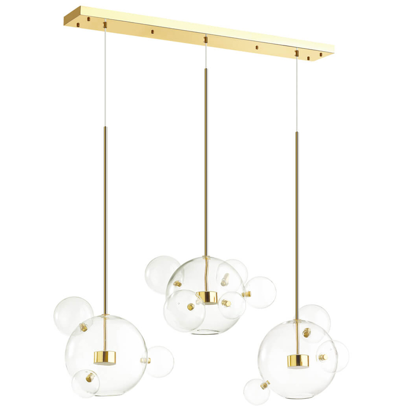 Люстра Transparent Bubble Chandelier Gold Line Глянцевое золото Прозрачный в Уфе | Loft Concept 