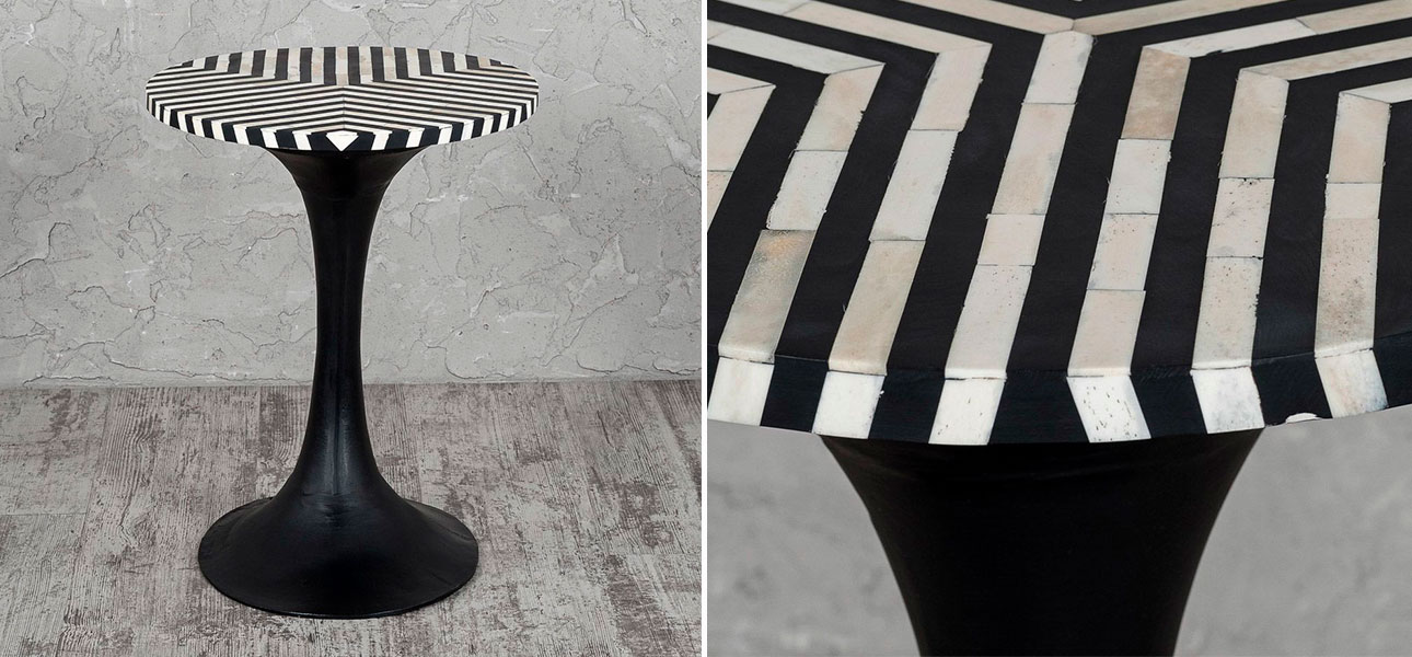 Столик круглый с черно-белой столешницей Black Bruce - фото