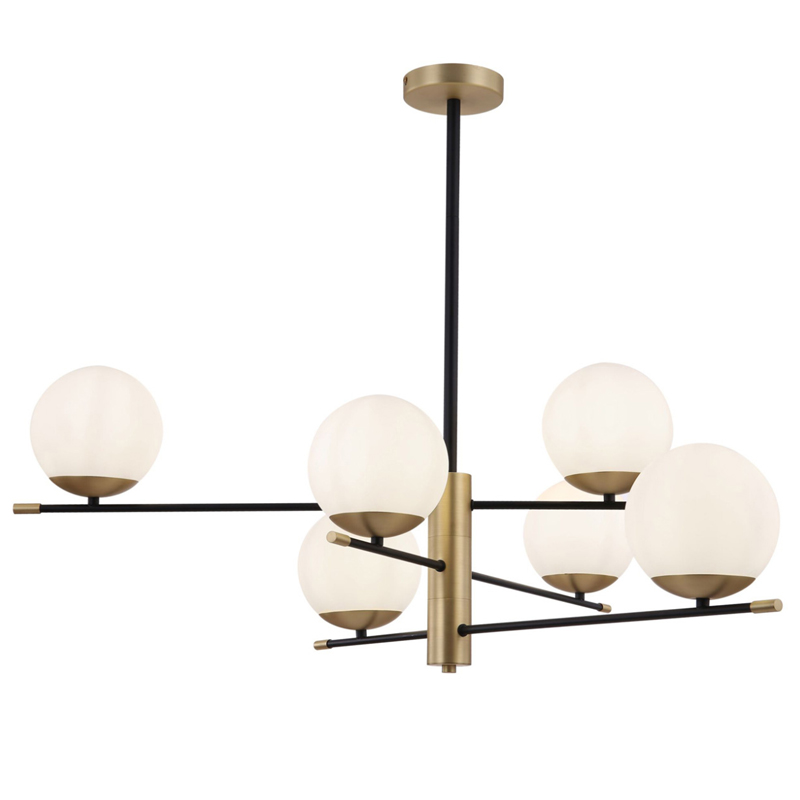 Светильник Spike Six Balls Hanging Lamp матовое золото Прозрачный белый в Уфе | Loft Concept 