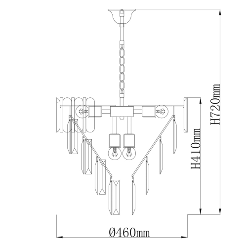 Люстра из черного металла с многоярусными подвесками из прозрачного хрусталя на золотой цепи Empire Black Chandelier Crystal в Уфе