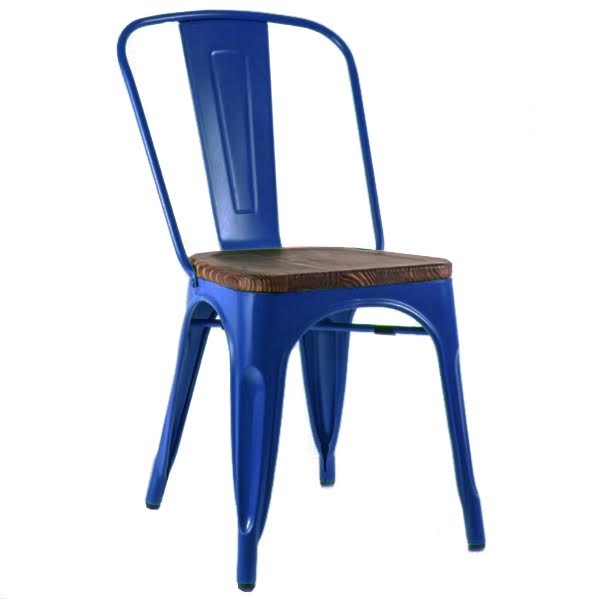 Кухонный стул Tolix Chair Wood Blue Синий Синий Коричневый в Уфе | Loft Concept 