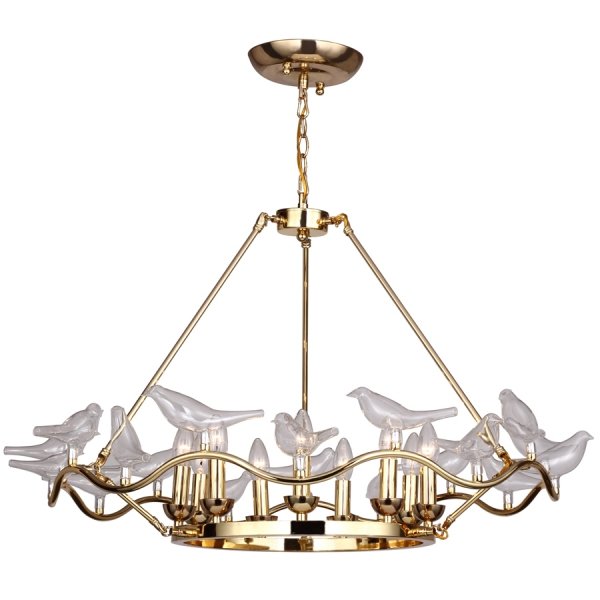 Люстра Dove Chandelier Glass Bird 9 Золотой в Уфе | Loft Concept 