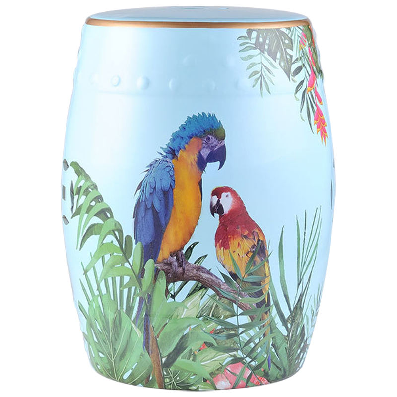 Керамический табурет Parrots Tropical Animal Ceramic Stool Blue Голубой Мульти в Уфе | Loft Concept 