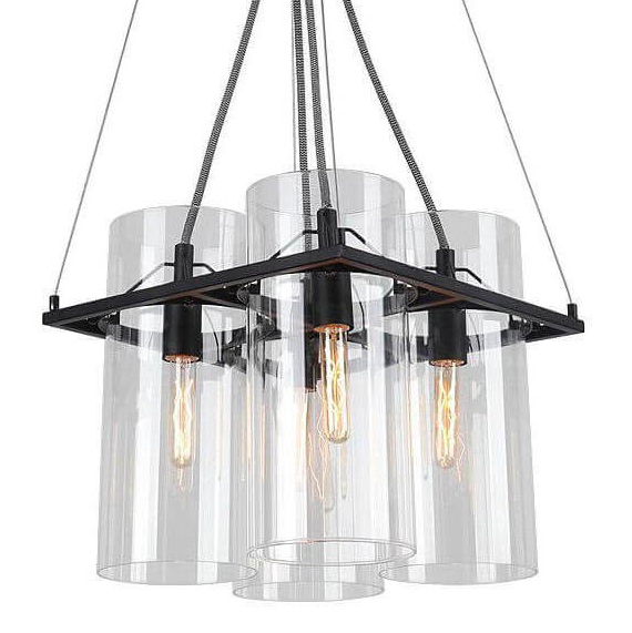 Люстра Glass Cylinder Chandelier Прозрачный Черный в Уфе | Loft Concept 