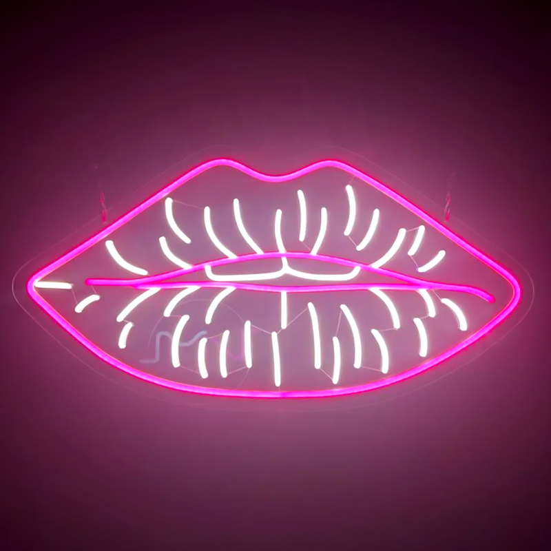 Неоновая настенная лампа Lips Neon Wall Lamp Розовый Белый в Уфе | Loft Concept 