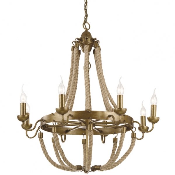 Люстра Rattan Chandelier Metall 8 Loft Rope Light  в Уфе | Loft Concept 