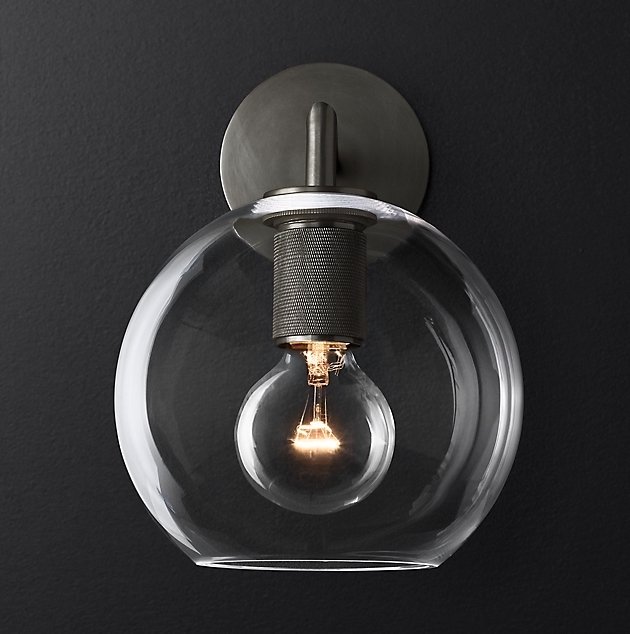 Бра RH Utilitaire Globe Shade Single Sconce Black Черный Темная бронза в Уфе | Loft Concept 