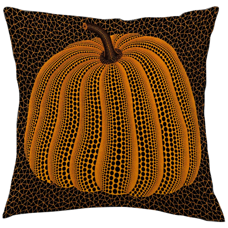 Декоративная подушка Yayoi Kusama Pumpkin Orange Черный Оранжевый в Уфе | Loft Concept 