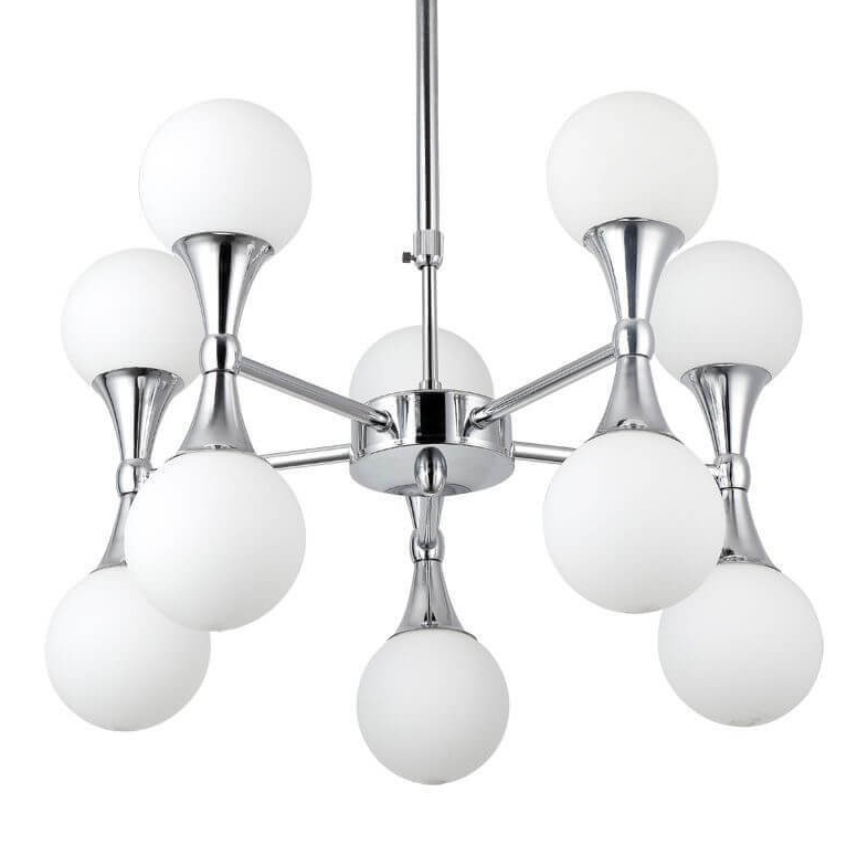 Люстра Ball Valley Chandelier Chromium 10 Белый Хром в Уфе | Loft Concept 