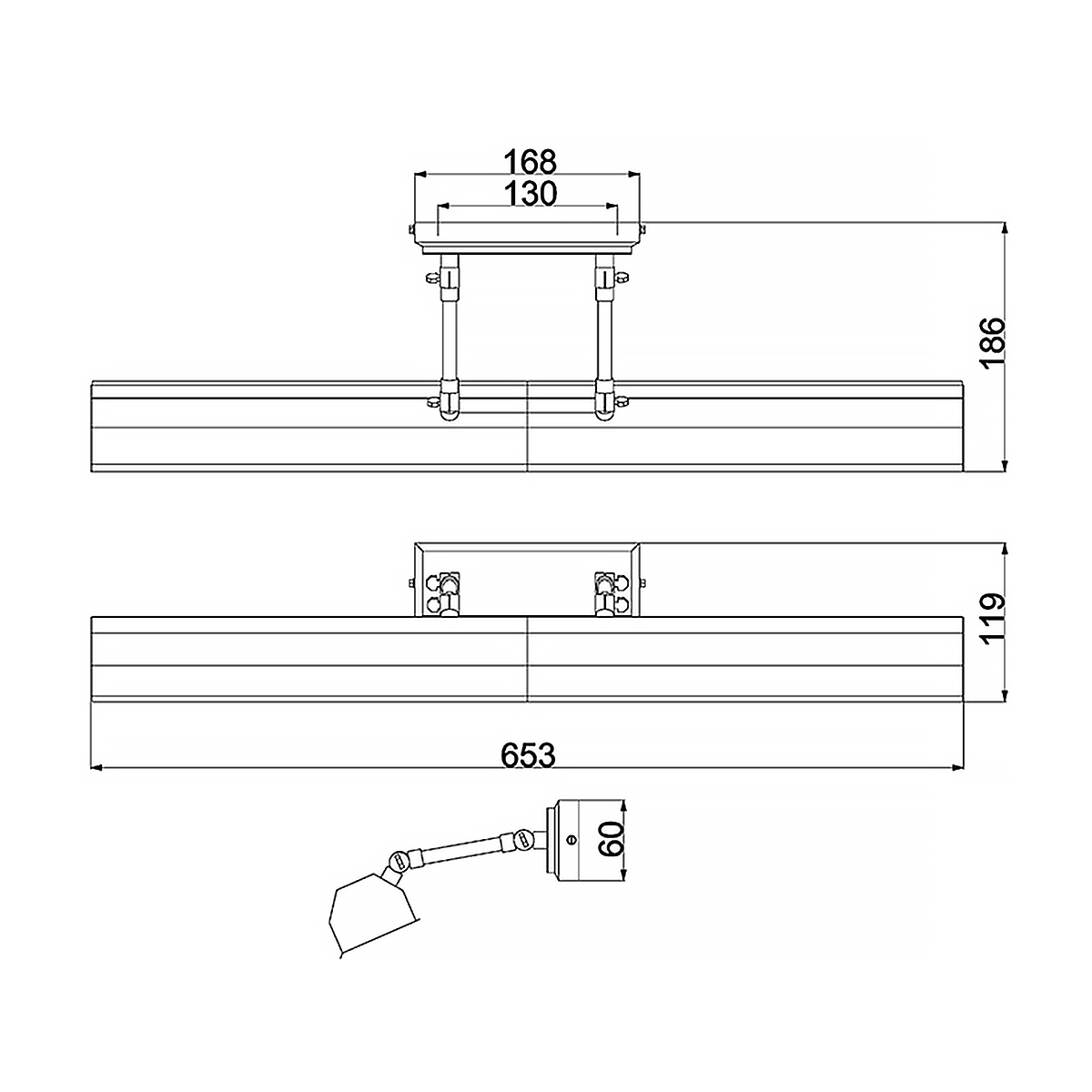 Светильник для картин с призматическим плафоном и двойными регулируемыми шарнирами Elstead Lighting в Уфе