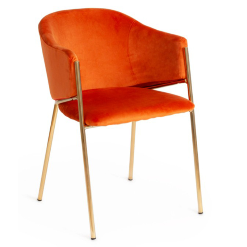 Стул Faisal Orange Velvet Chair Оранжевый Глянцевое золото в Уфе | Loft Concept 