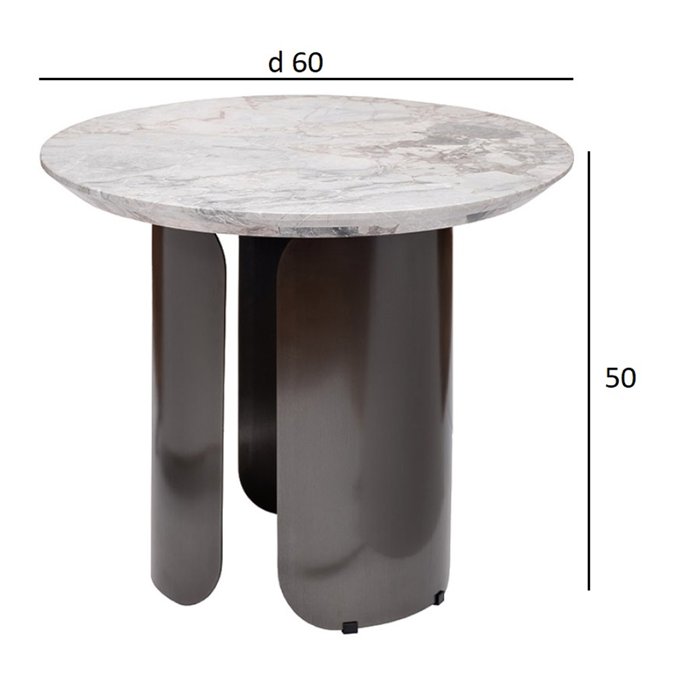 Столик журнальный круглый с мраморной столешницей Gray Marble Table в Уфе