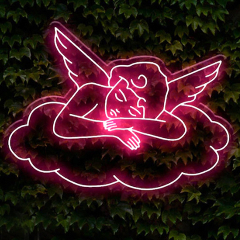 Неоновая настенная лампа Sleeping Angel Neon Wall Lamp Розовый Прозрачный Розовый в Уфе | Loft Concept 