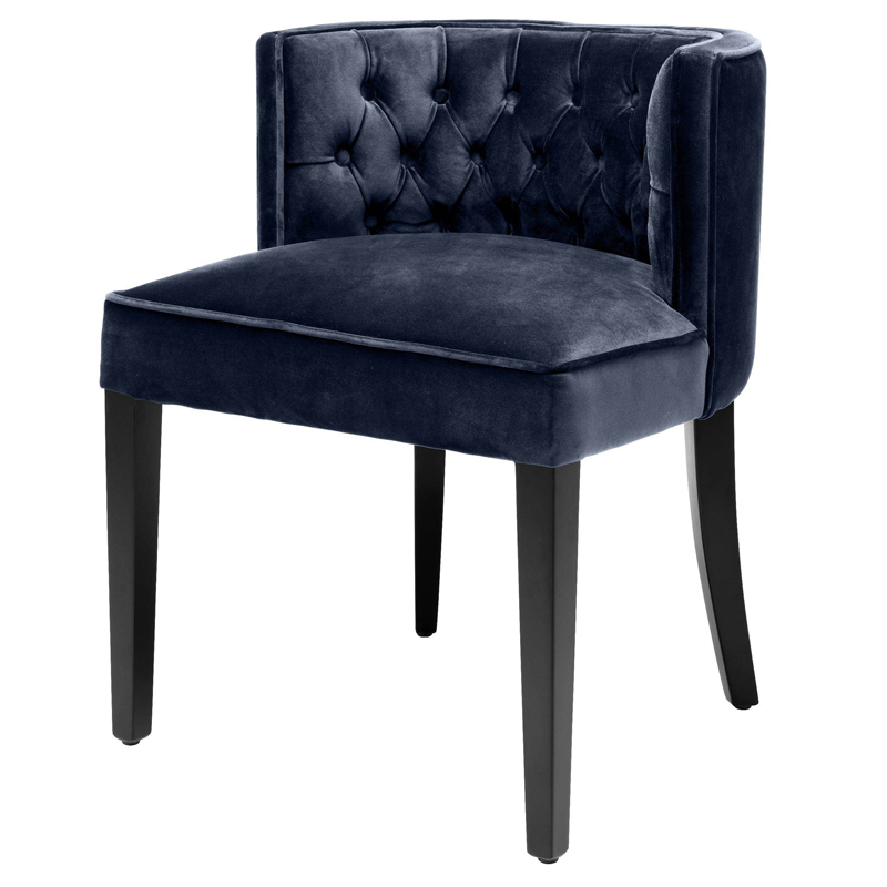 Стул Eichholtz Dining Chair Dearborn blue Темно-синий Черный в Уфе | Loft Concept 