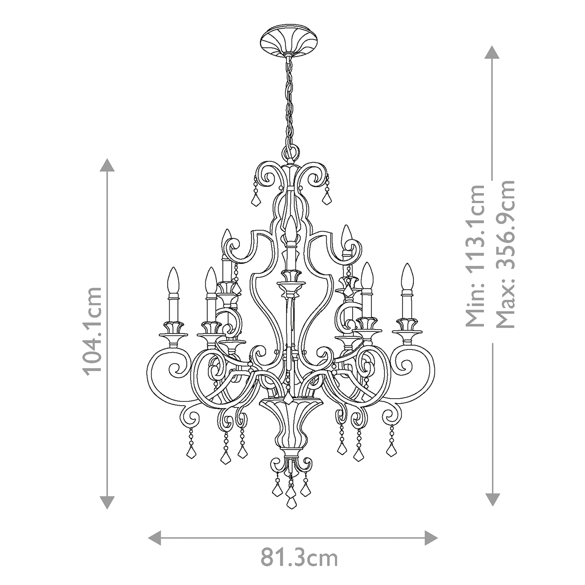 Люстра с подвесками из прозрачного стекла на кованом каркасе бронзового цвета в классическом стиле Quoizel в Уфе