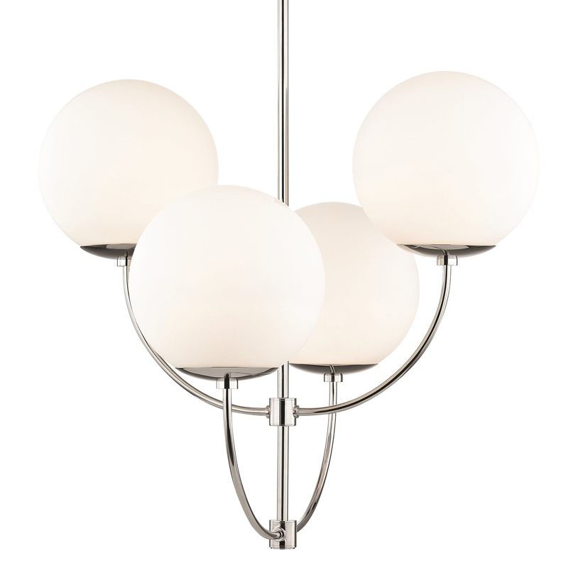 Люстра Breasal White Matte Balls Chandelier Chrome Хром Белое матовое стекло в Уфе | Loft Concept 